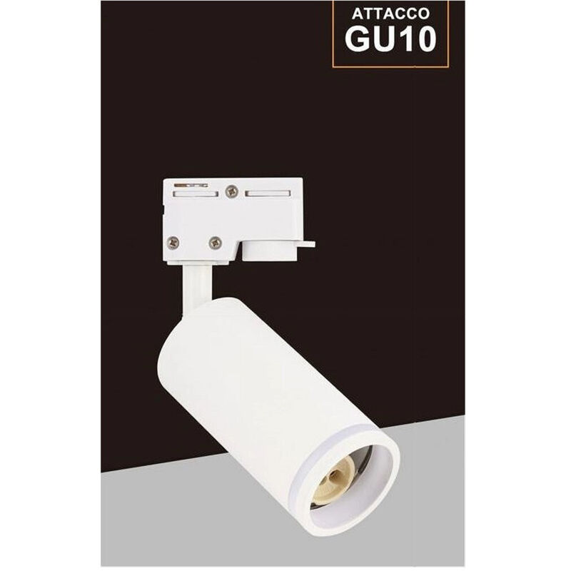 foto del prodotto trade shop traesio - lampada portafaretto cilindrico per binario monofase orientabile attacco gu10 194c - bianco
