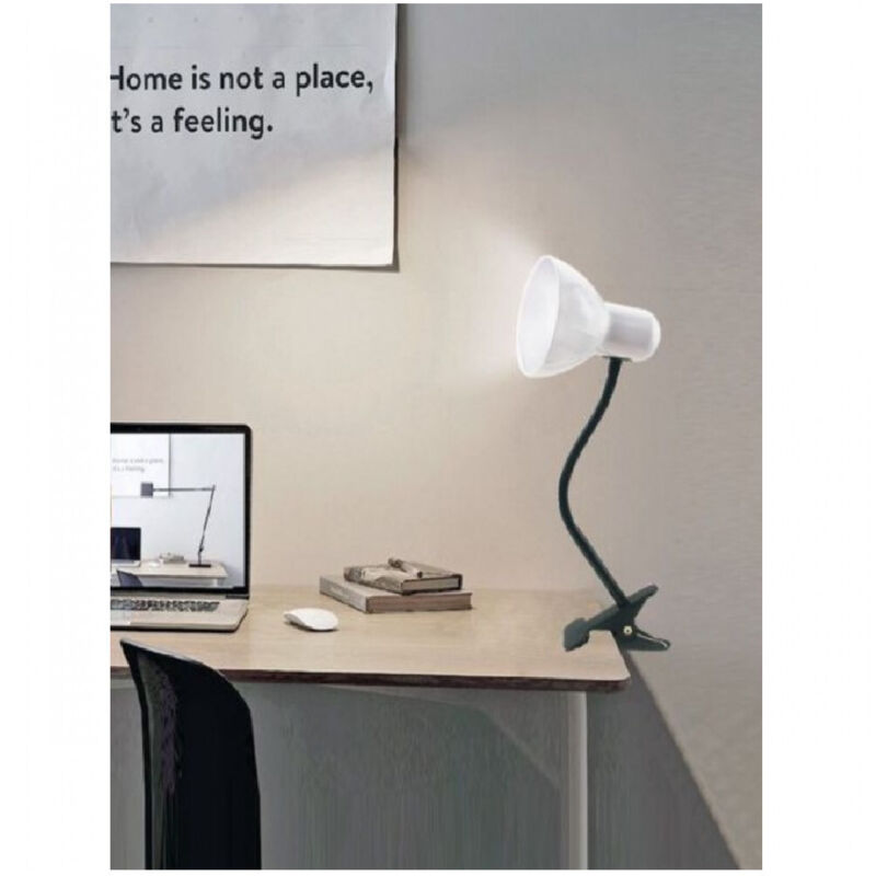 foto del prodotto trade shop traesio lampada snodabile da scrivania luce tavolo braccio flessibile orientabile pinza bianco
