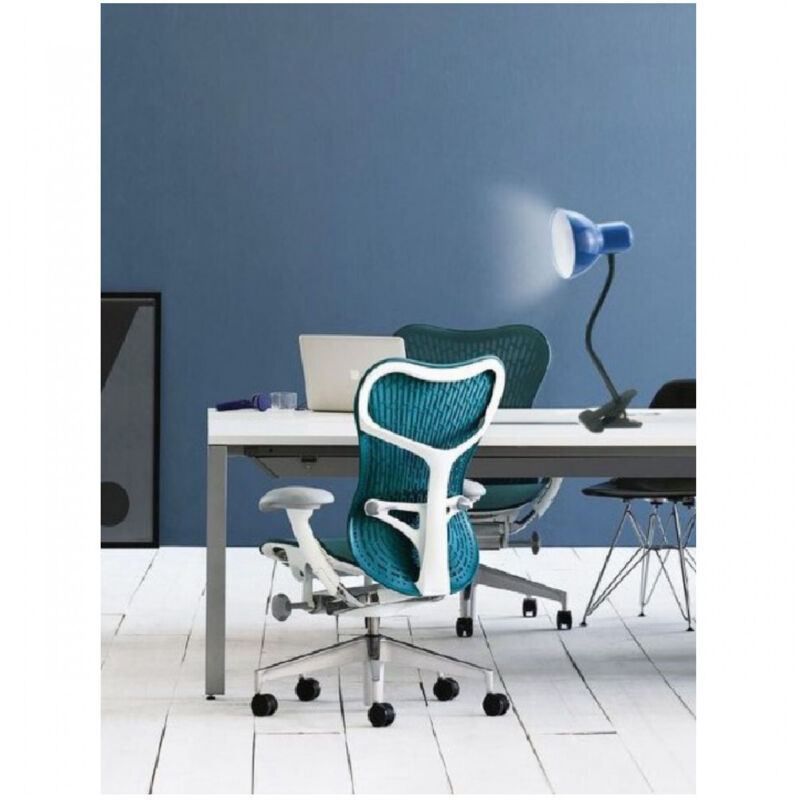 foto del prodotto trade shop traesio - lampada snodabile da scrivania luce tavolo braccio flessibile orientabile pinza - blu