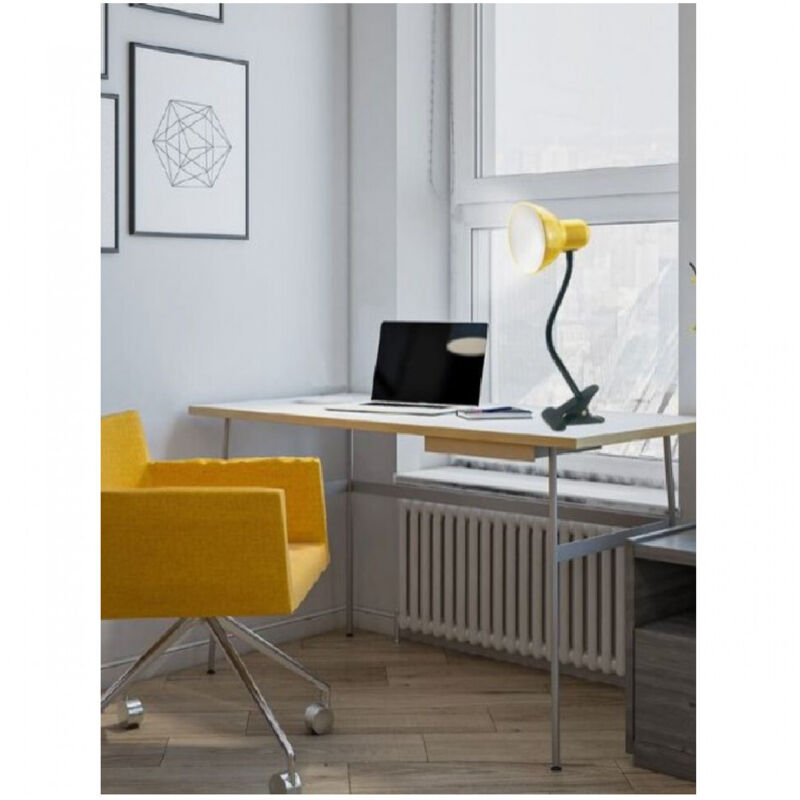 foto del prodotto trade shop traesio - lampada snodabile da scrivania luce tavolo braccio flessibile orientabile pinza - giallo