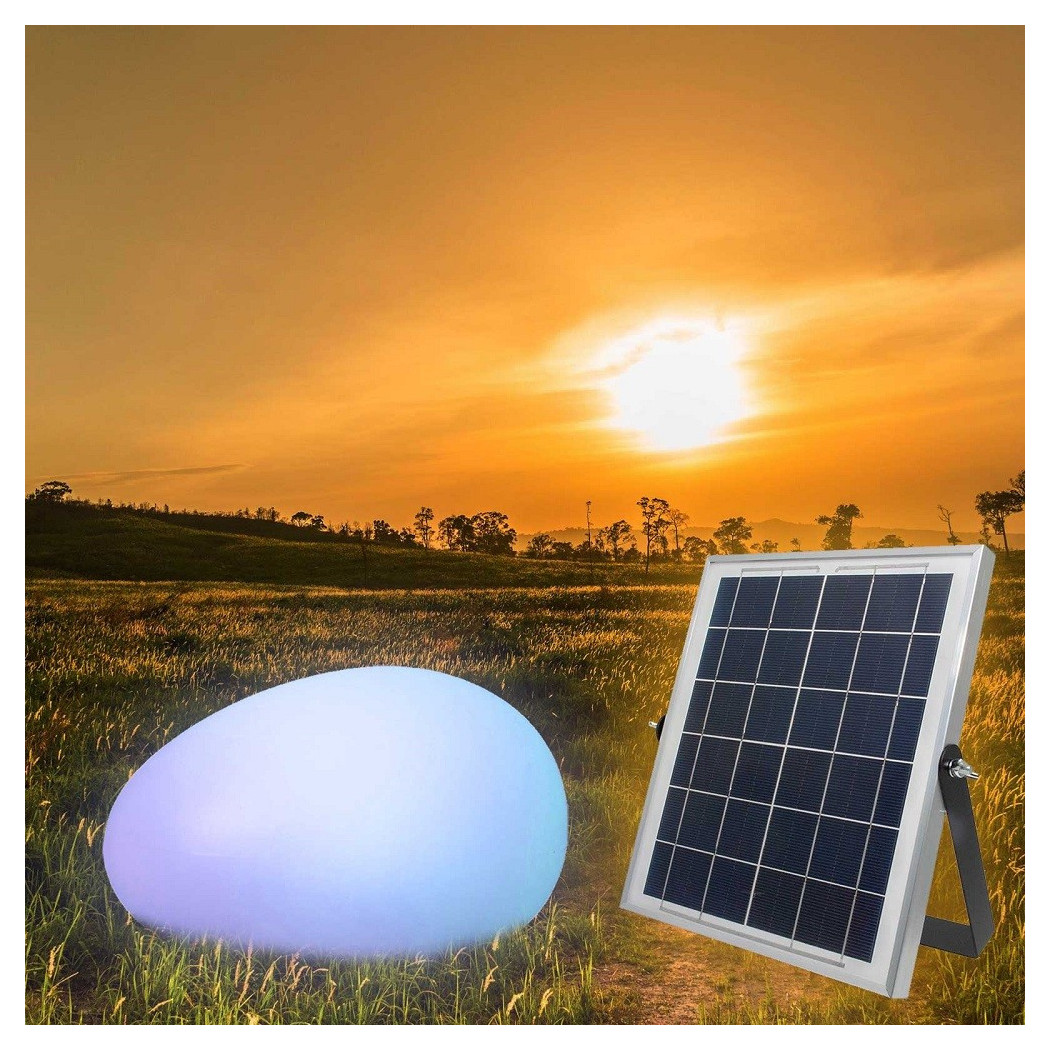 foto del prodotto trade shop traesio lampada solare luce rgb sensore crepuscolare pannello solare ricaricabile led 14w 