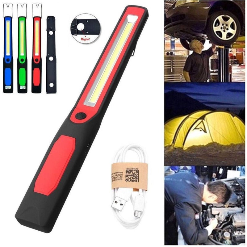 foto del prodotto trade shop traesio - lampada torcia lavoro calamita portatile led ricaricabile doppio led cob rg809-2 -