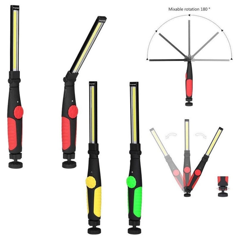 foto del prodotto trade shop traesio lampada torcia lavoro calamita portatile ricaricabile slim regolabile led cob 