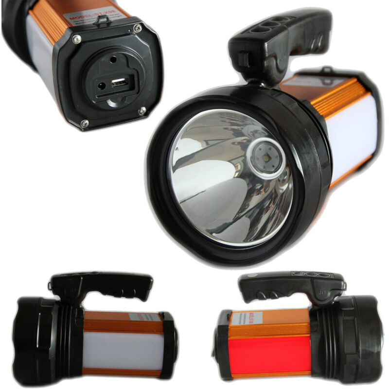 foto del prodotto trade shop traesio lampada torcia ricaricabile emergenza usb ricarica dispositivi luce bianca rossa 