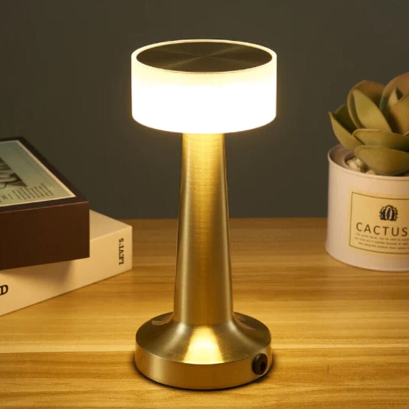 foto del prodotto trade shop traesio - lampada vintage da tavolo a led ricaricabile usb lume luce calda per bar locali -