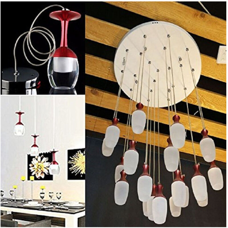 foto del prodotto trade shop traesio lampadario 20 pendenti lampada calice rosso a soffitto luce led pendente portalampada 