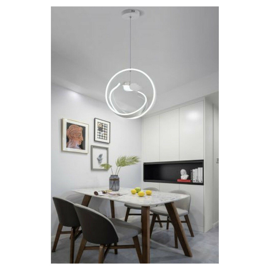 foto del prodotto trade shop traesio lampadario 53w led moderno lampada a sospensione con uccello luminoso 6500k a51 bianco