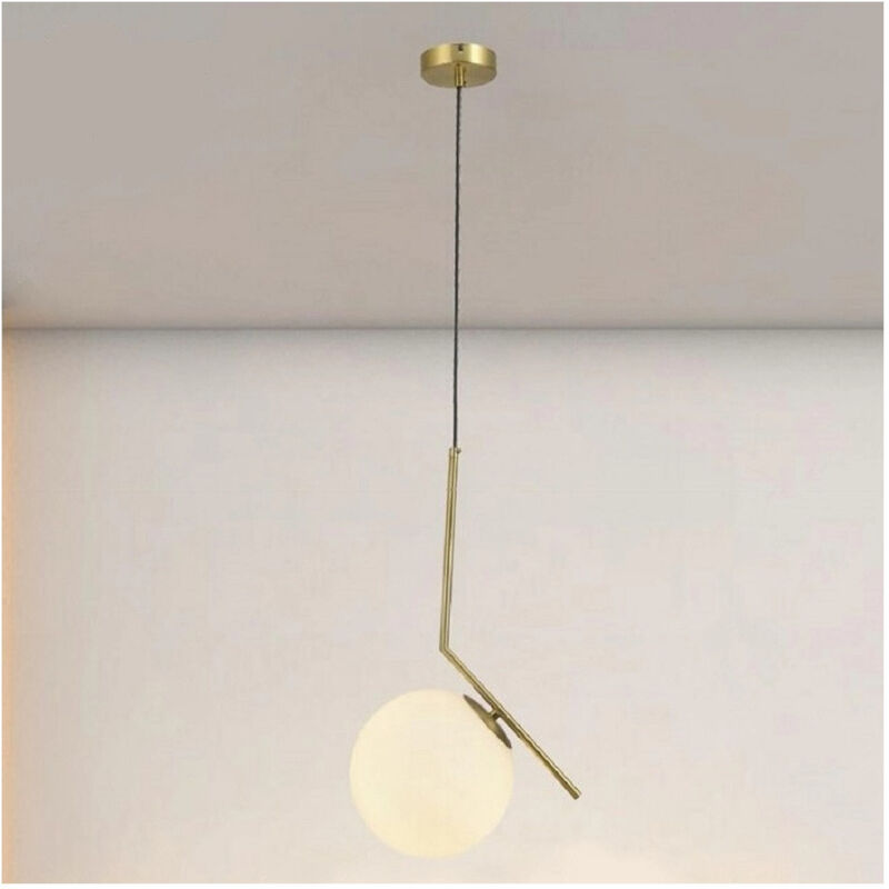 foto del prodotto trade shop traesio lampadario a sospensione attacco e27 oro con sfera in vetro moderno minimal 32828 