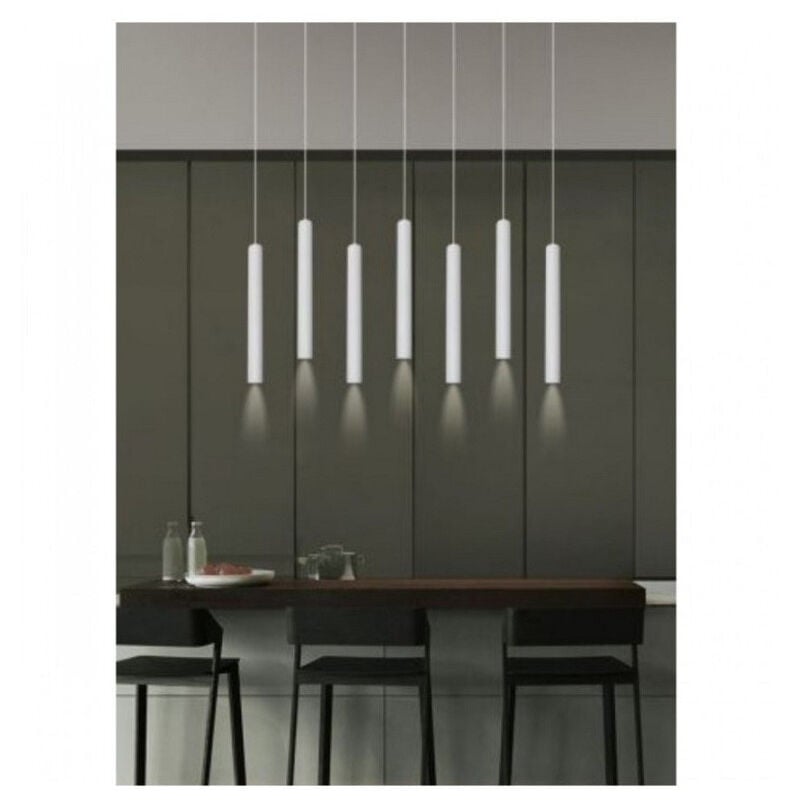 foto del prodotto trade shop traesio lampadario a sospensione design moderno cilindro soffitto attacco gu10 ip20 a61 bianco