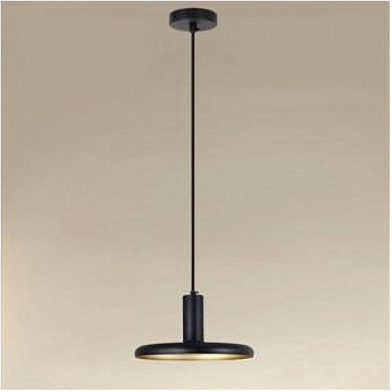foto del prodotto trade shop traesio lampadario a sospensione design moderno con paralume in ferro nero oro e27 ip20 33757 