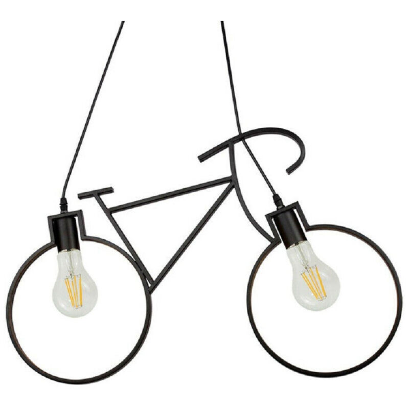 foto del prodotto trade shop traesio lampadario a sospensione e27 da soffitto a forma di bicicletta lampada bici a10 nero