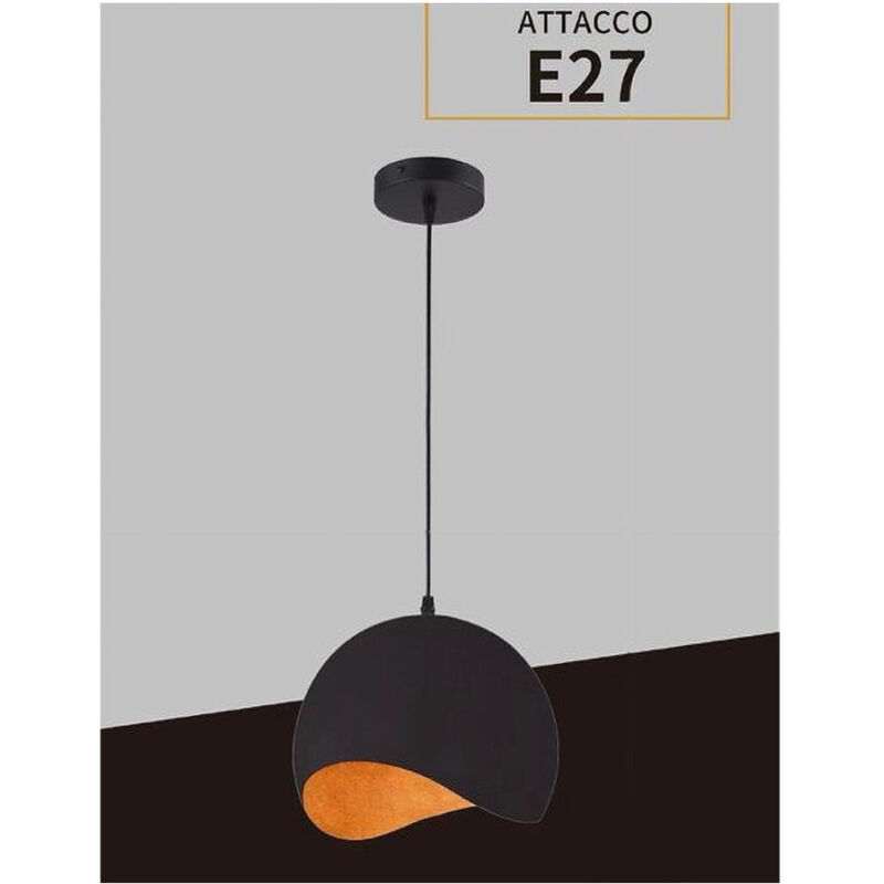 foto del prodotto trade shop traesio lampadario a sospensione in metallo pendente forma di guscio d uovo luce e27 b93 nero