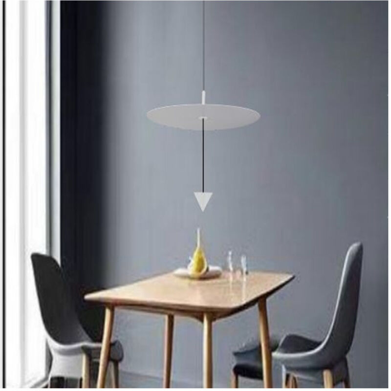 foto del prodotto trade shop traesio lampadario a sospensione lampada 12w luce led 4000k disco 23.5cm cono bianco 32972 