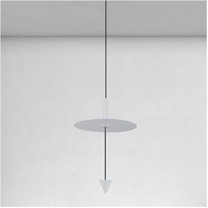 foto del prodotto trade shop traesio lampadario a sospensione lampada 12w luce led 6500k disco 23cm cono bianco 32989 
