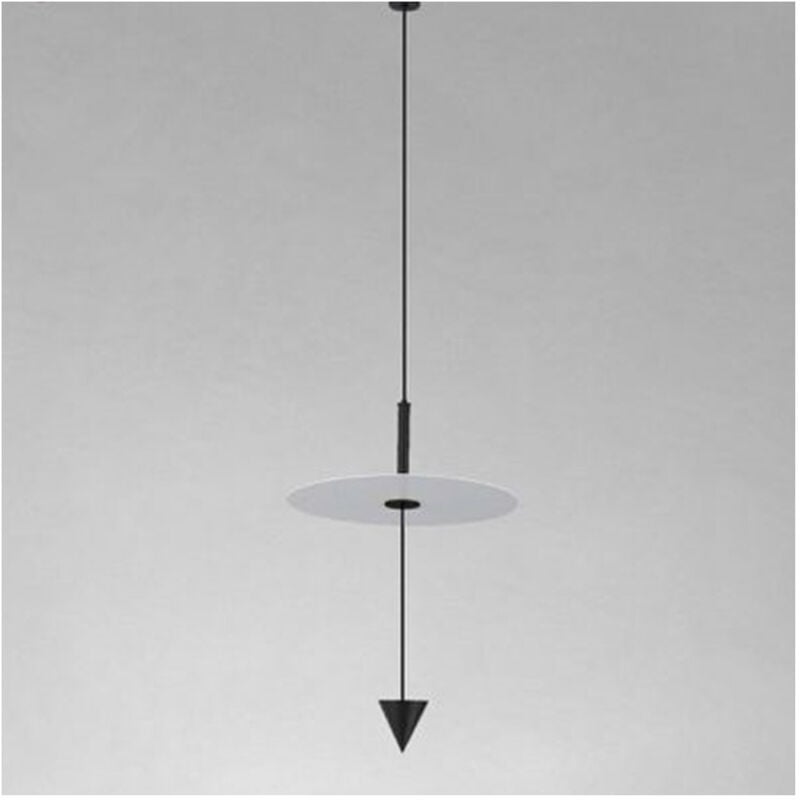 foto del prodotto trade shop traesio lampadario a sospensione lampada 12w luce led 6500k disco bianco 23cm cono nero 32009 
