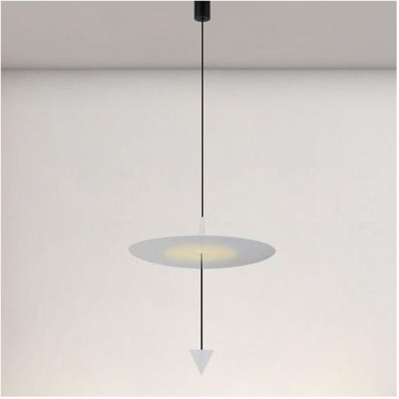 foto del prodotto trade shop traesio lampadario a sospensione lampada 18w luce led 4000k disco 42cm cono bianco 33030 