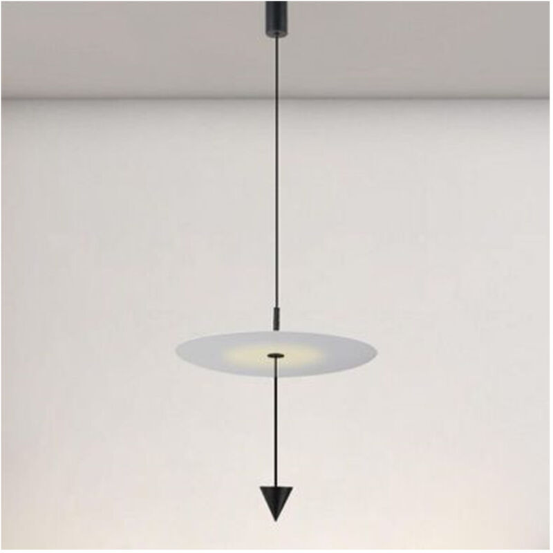 foto del prodotto trade shop traesio lampadario a sospensione lampada 18w luce led 4000k disco bianco 42cm cono nero 33054 