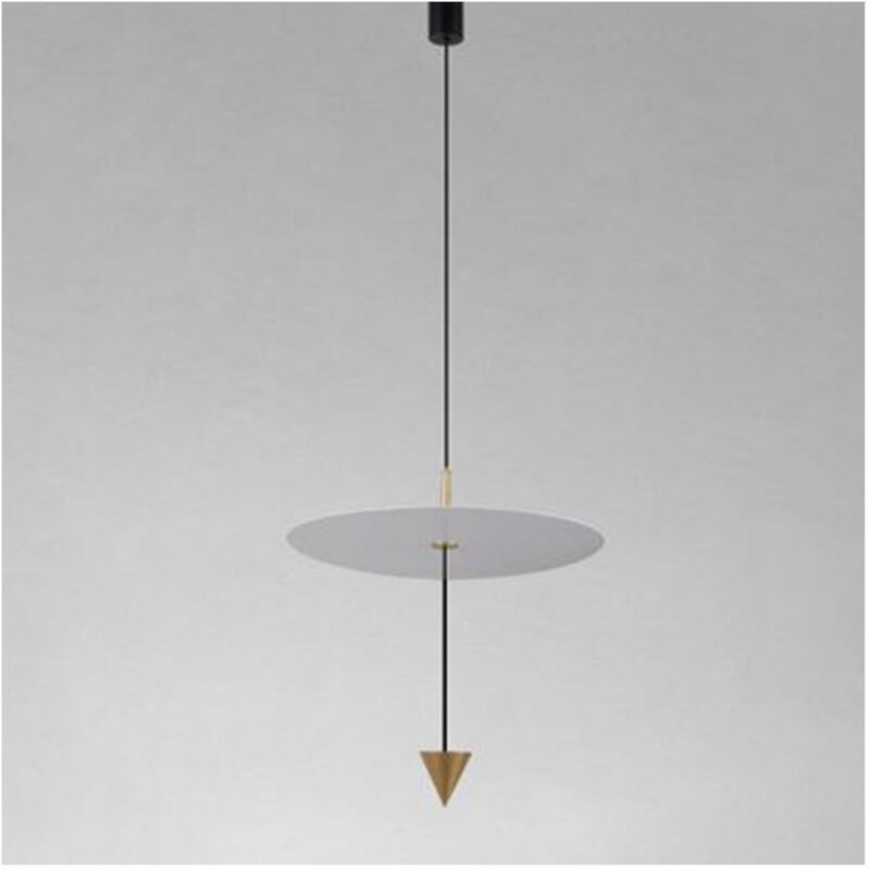 foto del prodotto trade shop traesio lampadario a sospensione lampada 18w luce led 6500k disco bianco 42cm cono oro 33085 
