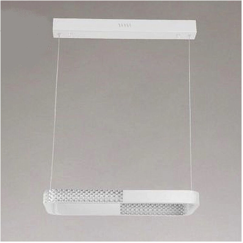foto del prodotto trade shop traesio lampadario a sospensione led 18w rettangolare bianco cristallo telecomando 32002 