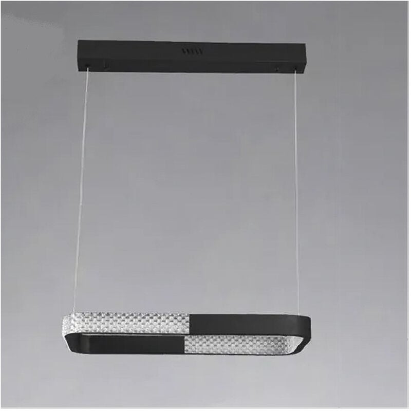 foto del prodotto trade shop traesio lampadario a sospensione led 18w rettangolare nero cristallo telecomando 32019 