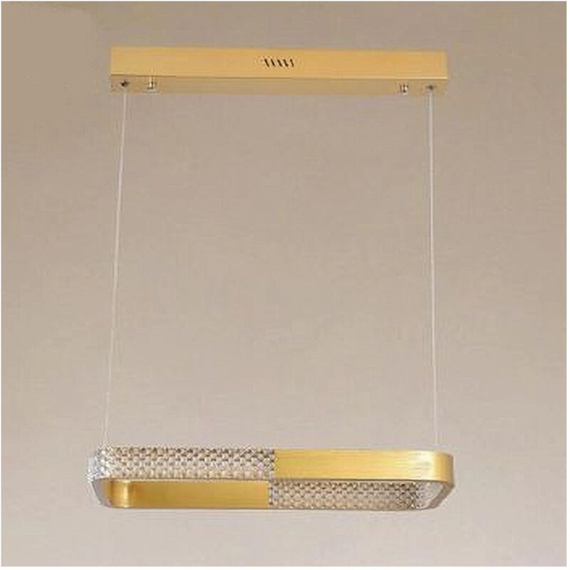foto del prodotto trade shop traesio lampadario a sospensione led 18w rettangolare oro cristallo con telecomando 32026 