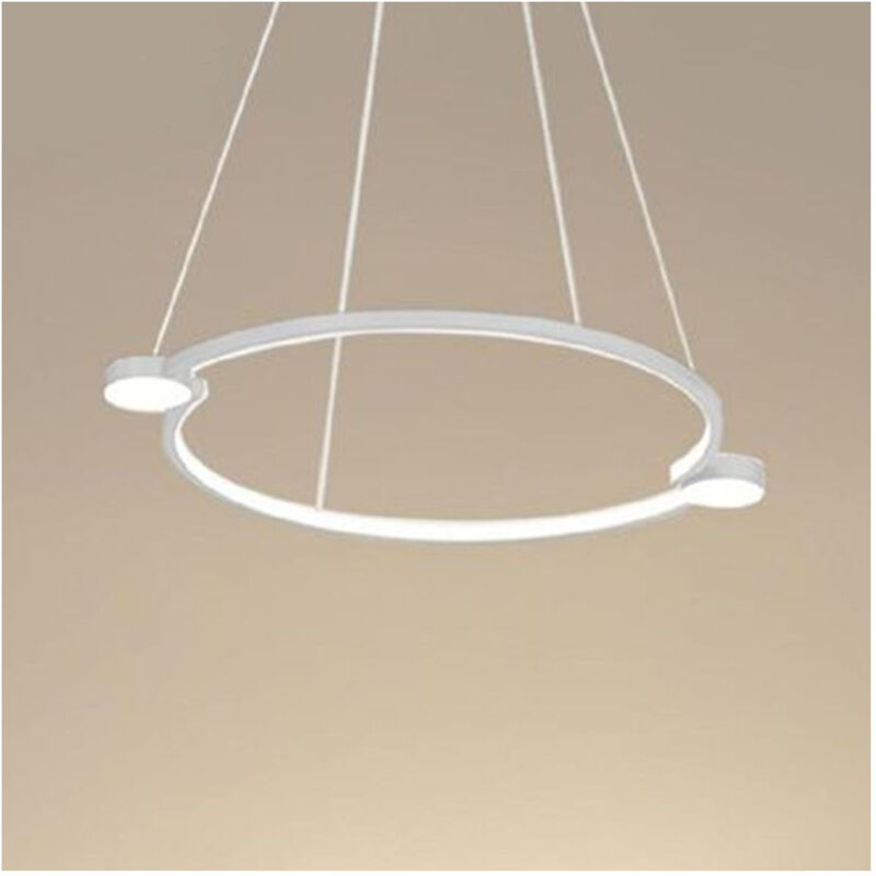 foto del prodotto trade shop traesio lampadario a sospensione led 20w cerchio con telecomando design moderno bianco 71071 