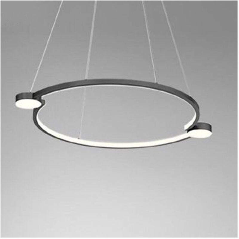 foto del prodotto trade shop traesio lampadario a sospensione led 20w cerchio con telecomando design moderno nero 71095 