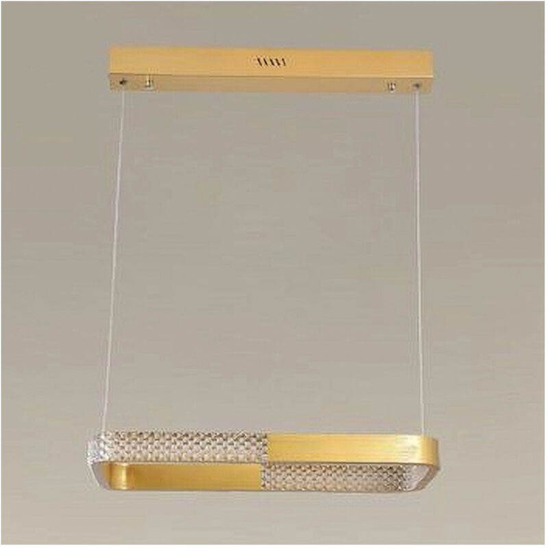 foto del prodotto trade shop traesio lampadario a sospensione led 24w rettangolare oro cristallo con telecomando 32057 