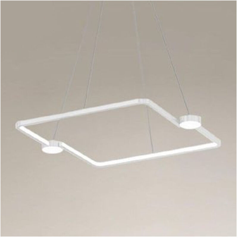foto del prodotto trade shop traesio lampadario a sospensione led 30w quadrato con telecomando design moderno bianco 71163 