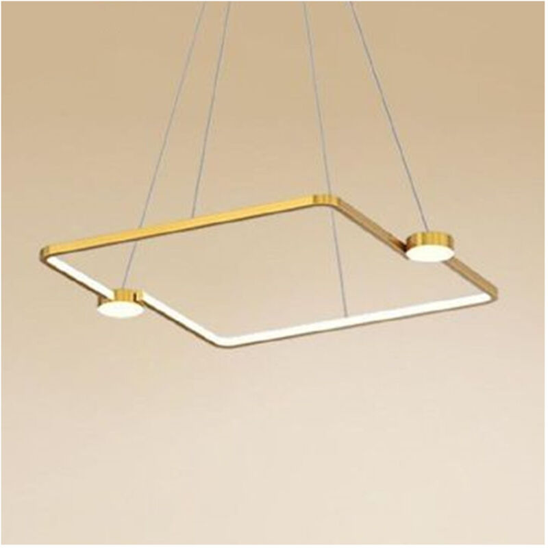 foto del prodotto trade shop traesio lampadario a sospensione led 30w quadrato con telecomando design moderno oro 71170 