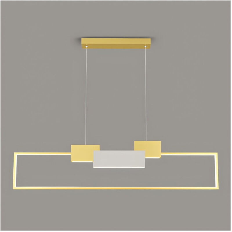 foto del prodotto trade shop traesio lampadario a sospensione led 36w rettangolare con telecomando design moderno oro 71592 
