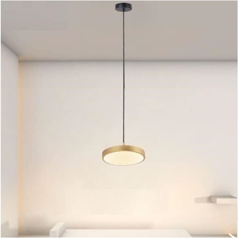 foto del prodotto trade shop traesio lampadario a sospensione led 40w oro cerchio tondo moderno minimal luce 4000k 32910 