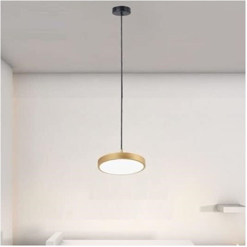 foto del prodotto trade shop traesio lampadario a sospensione led 40w oro cerchio tondo moderno minimal luce 6500k 32927 
