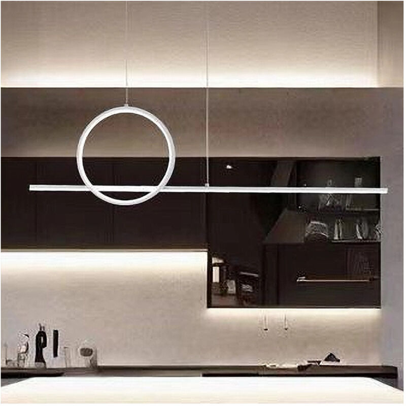 foto del prodotto trade shop traesio lampadario a sospensione led 48w design cerchio linea moderno bianco ip20 lampada 01189 