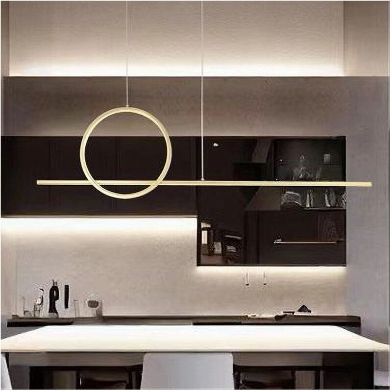 foto del prodotto trade shop traesio lampadario a sospensione led 48w design cerchio linea oro ip20 cucina luce 6500k 33566 