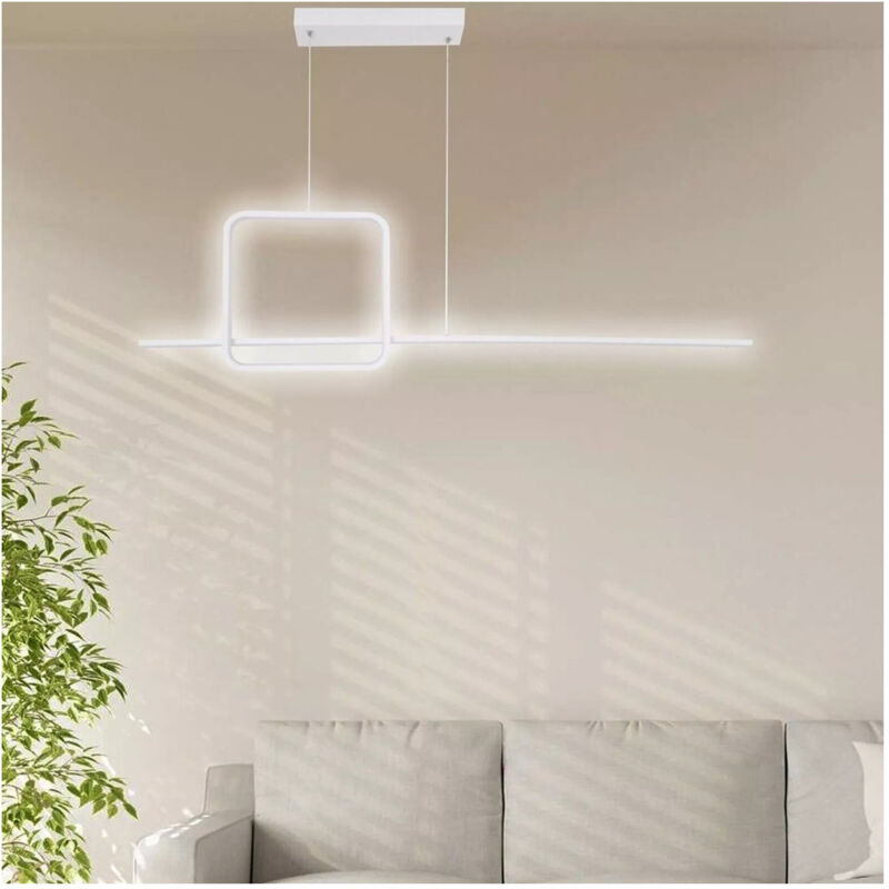 foto del prodotto trade shop traesio lampadario a sospensione led 48w design quadrato linea bianco ip20 luce 4000k 33559 