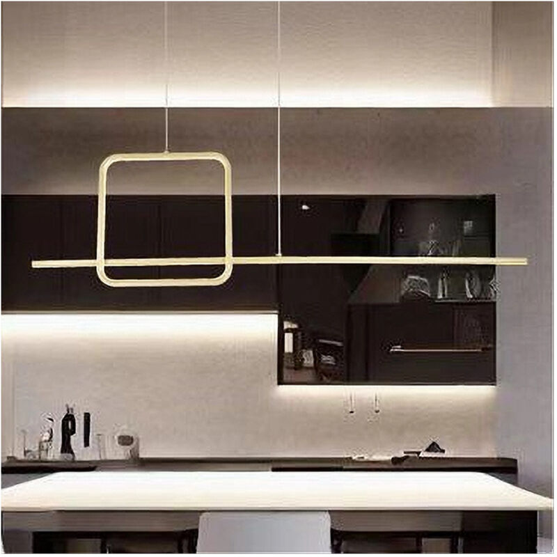 foto del prodotto trade shop traesio lampadario a sospensione led 48w design quadrato linea oro ip20 cucina luce 4000k 33535 