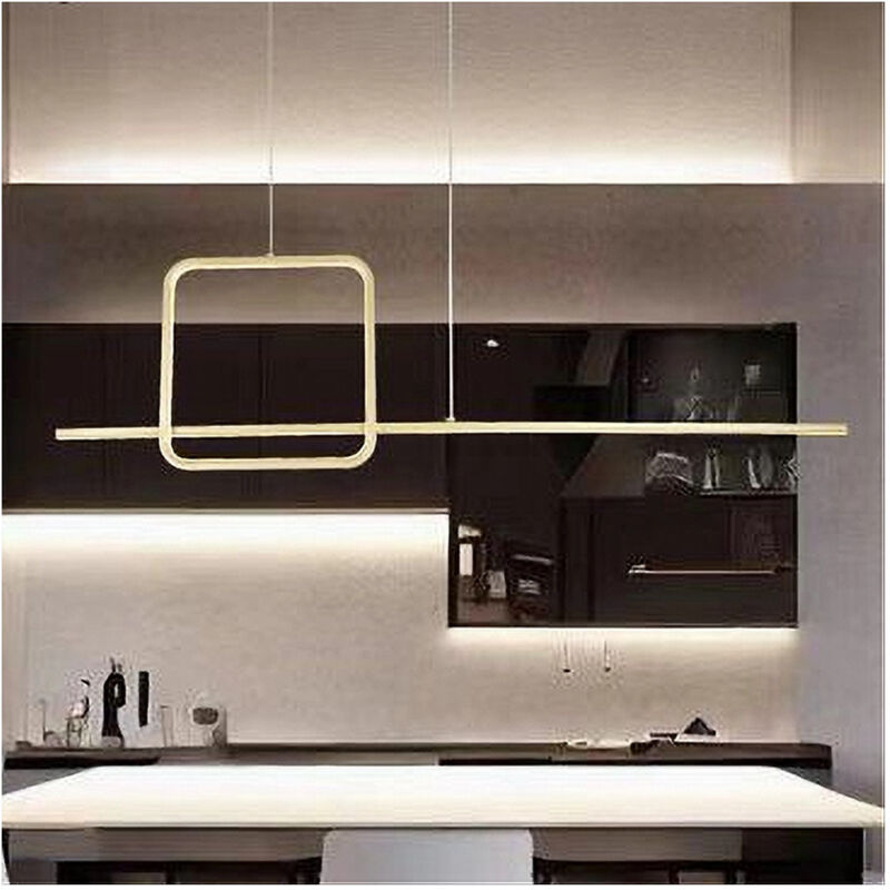 foto del prodotto trade shop traesio lampadario a sospensione led 48w design quadrato linea oro ip20 cucina luce 6500k 33528 