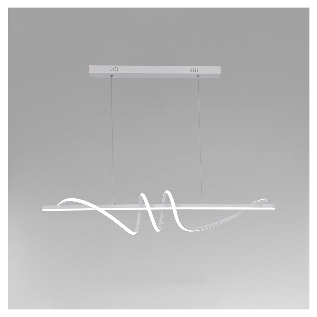foto del prodotto trade shop traesio lampadario a sospensione led 65w bianco spirale ondulato luce 6500k vortice orizzontale 32439 
