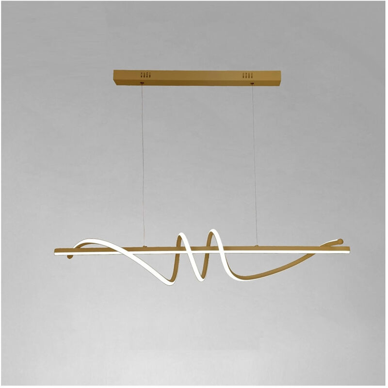 foto del prodotto trade shop traesio lampadario a sospensione led 65w oro spirale ondulato luce 6500k vortice orizzontale 32453 