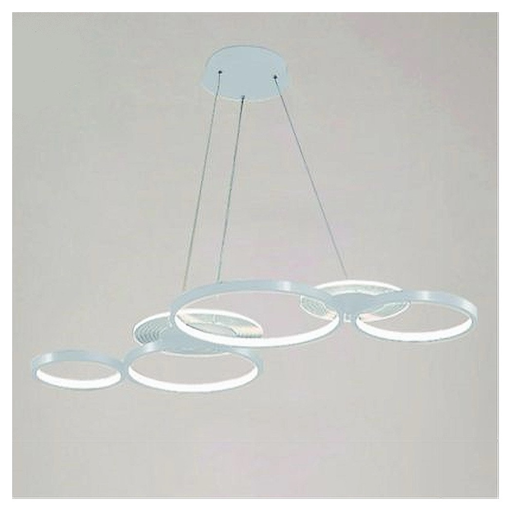 foto del prodotto trade shop traesio lampadario a sospensione led bianco 62w 6 anelli luminosi moderno luce 6500k 71408 