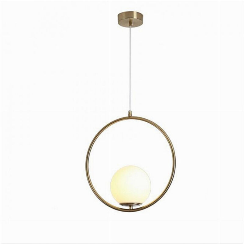 foto del prodotto trade shop traesio lampadario a sospensione minimalista lampada metallo bronzo con sfera vetro g9 a97 