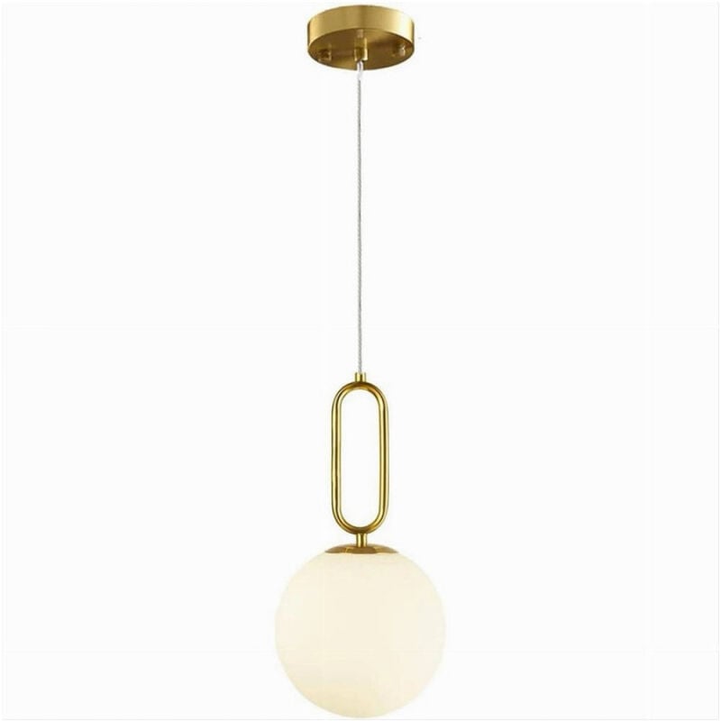 foto del prodotto trade shop traesio lampadario a sospensione minimalista ovale metallo bronzo con sfera vetro g9 a96 