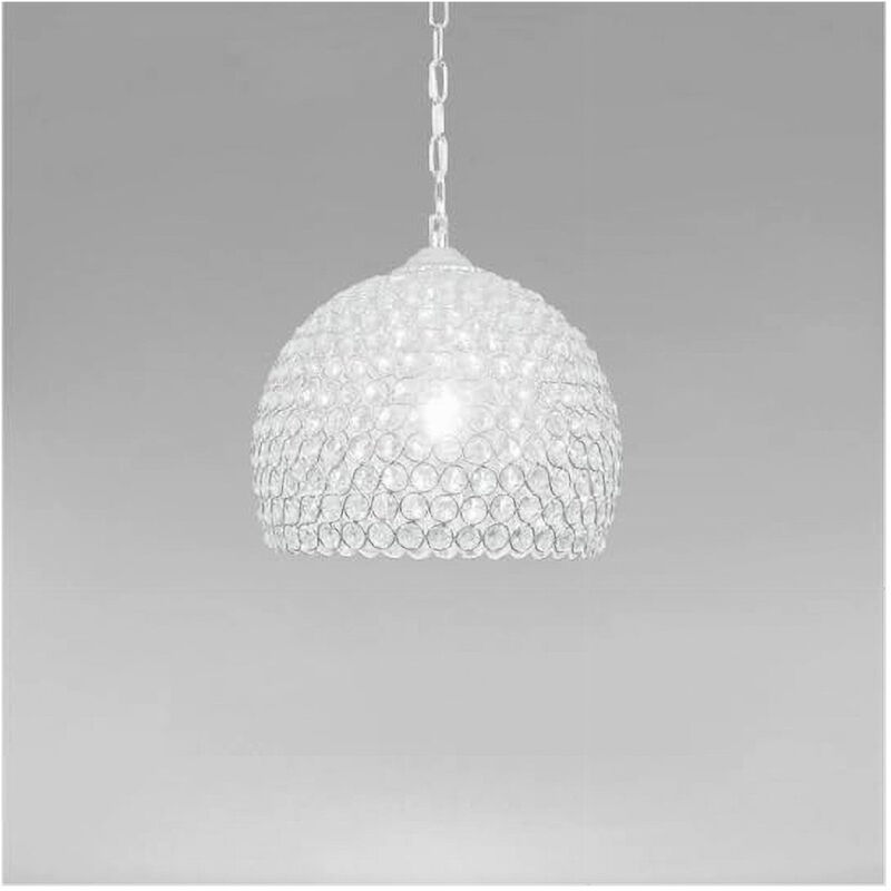 foto del prodotto trade shop traesio lampadario a sospensione semi sfera argento cupola cristalli incastrati e27 32965 