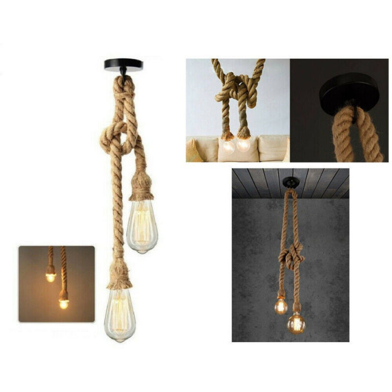 foto del prodotto trade shop traesio lampadario a sospensione soffitto corda doppia e27 portalampada pendente vintage 
