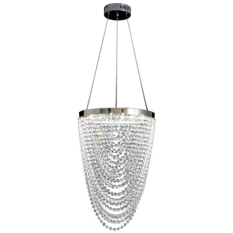 foto del prodotto trade shop traesio lampadario a sospensione soffitto led 35w moderno cristalli luce fredda 6500k b75 