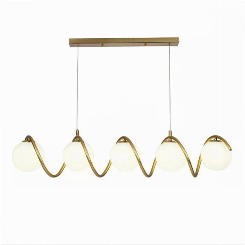 foto del prodotto trade shop traesio lampadario a sospensione soffitto twister con 5 sfere vetro lampada bronzo g9 b96 