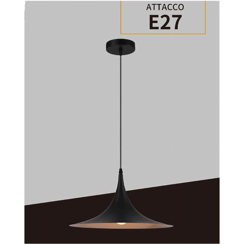 foto del prodotto trade shop traesio lampadario a sospensione stile contemporaneo in metallo decorativo luce e27 b98 nero