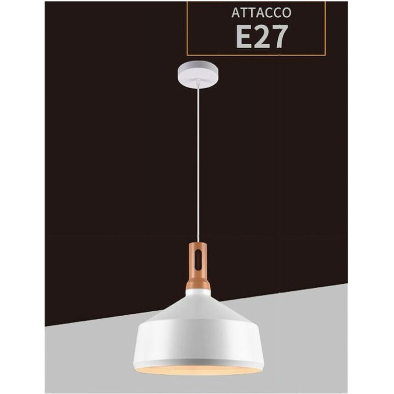 foto del prodotto trade shop traesio lampadario a sospensione stile industriale in metallo pendente a coppa e27 a93 bianco