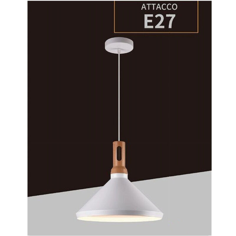 foto del prodotto trade shop traesio lampadario a sospensione stile industriale lampada pendente e27 nero bianco a92 bianco